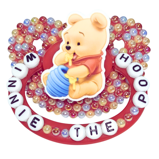 Baby Bear Pacis Adult Pacifier "Winnie the Pooh" Red Adult Paci (DDLG/ABDL)