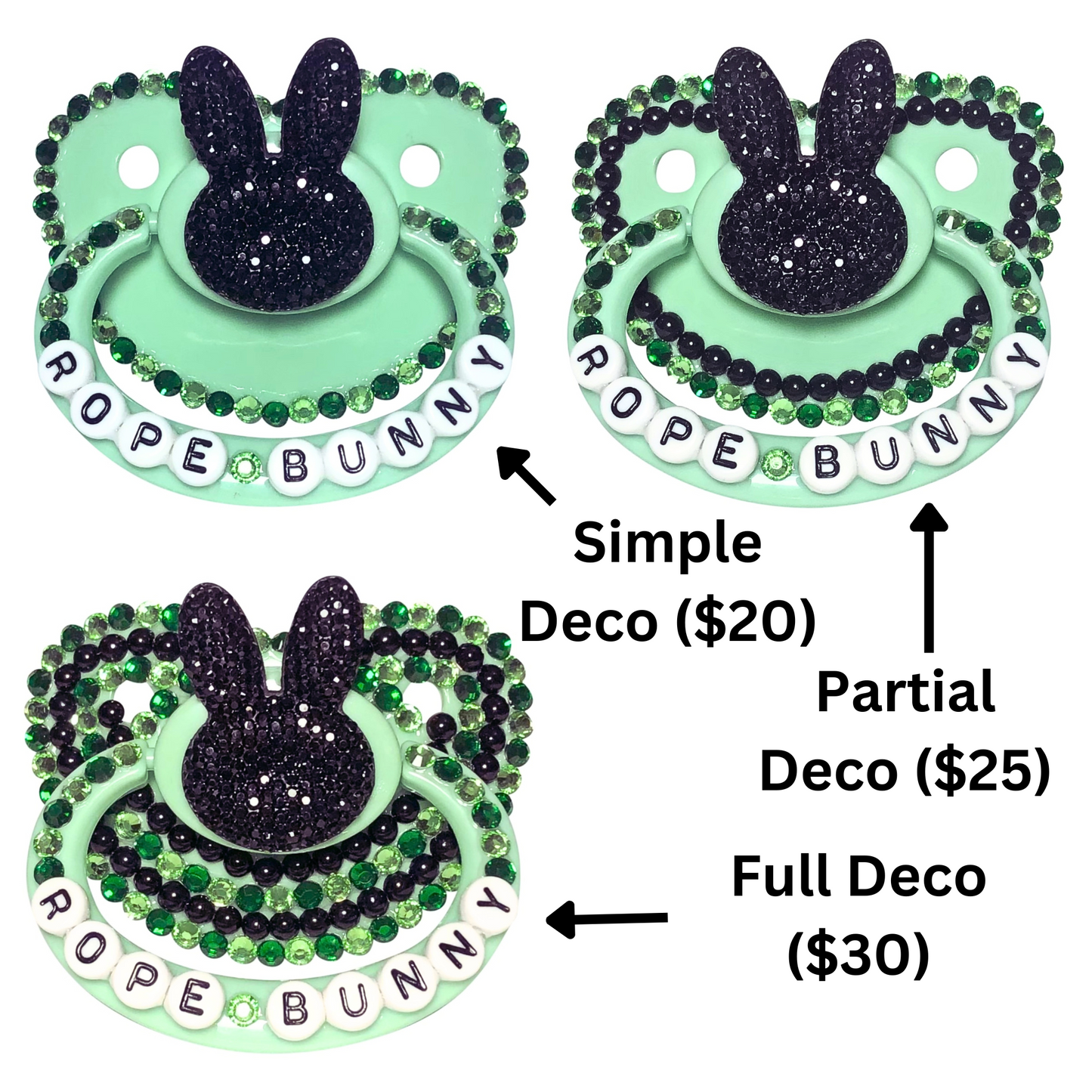 Baby Bear Pacis Adult Pacifier "Rope Bunny" Green Adult Paci (DDLG/ABDL)