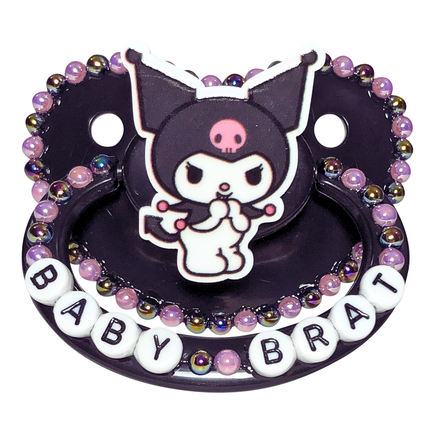 Baby Bear Pacis Adult Pacifier "Baby Brat" Black Kuromi Adult Paci (DDLG/ABDL)