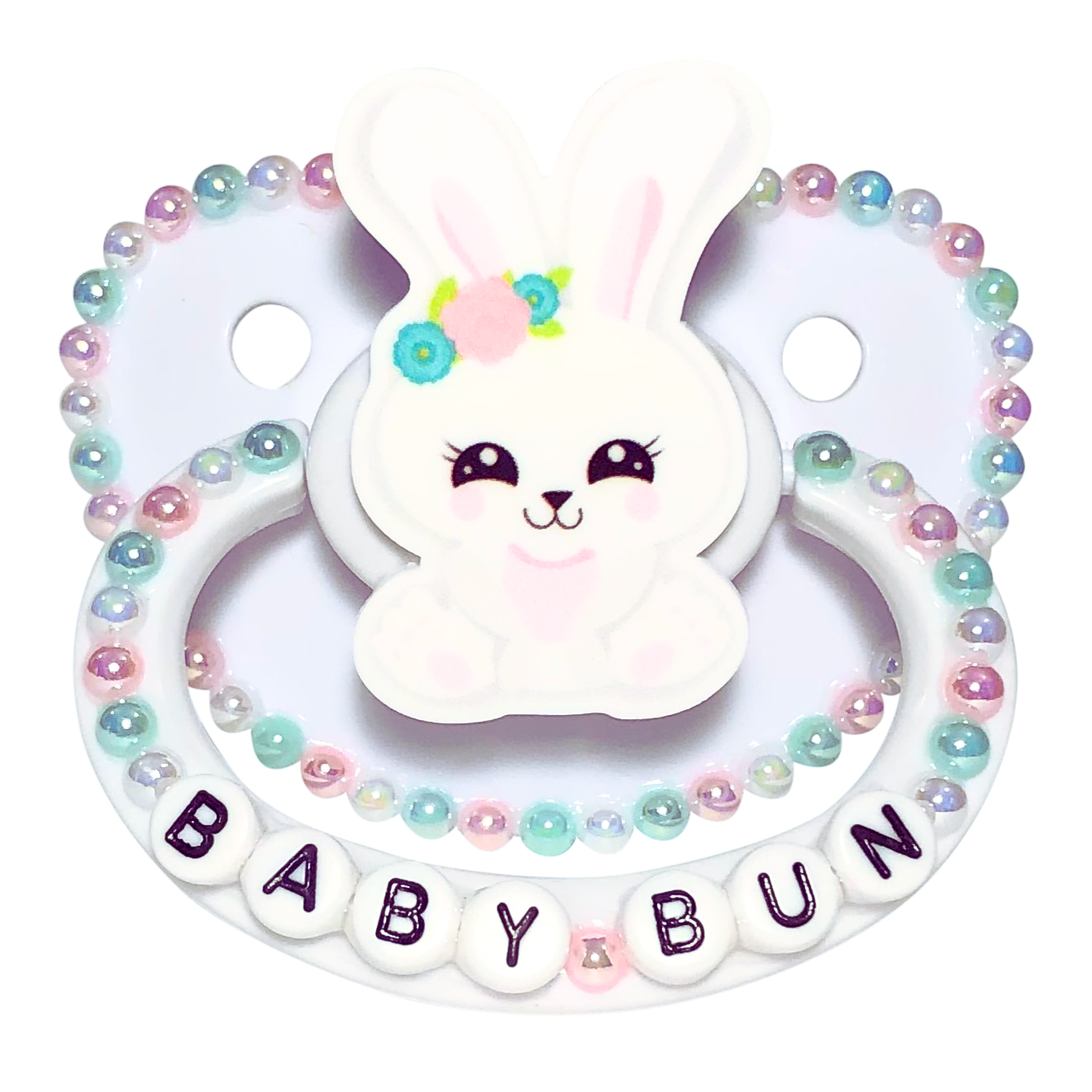 Baby Bear Pacis Adult Pacifier "Baby Bun" White Adult Paci (DDLG/ABDL)