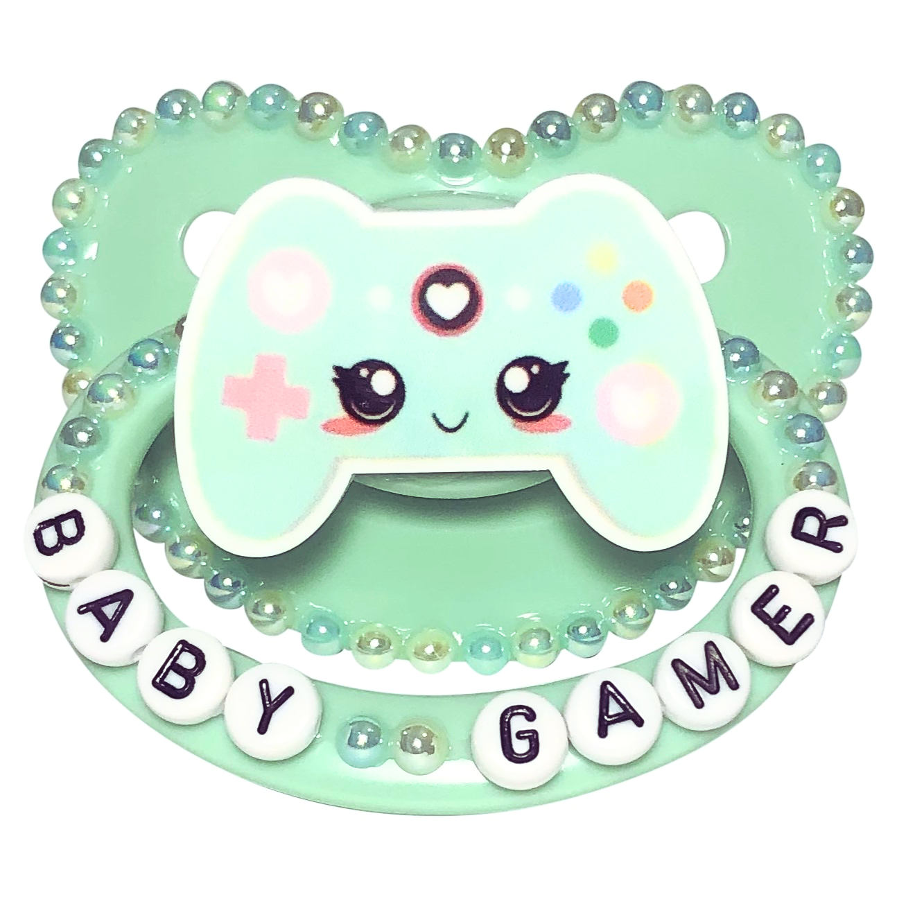 Baby Bear Pacis Adult Pacifier "Baby Gamer" Green Adult Paci (DDLG/ABDL)