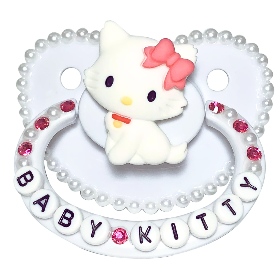 Baby Bear Pacis Adult Pacifier "Baby Kitty" White Charmmy Kitty Adult Paci (DDLG/ABDL)