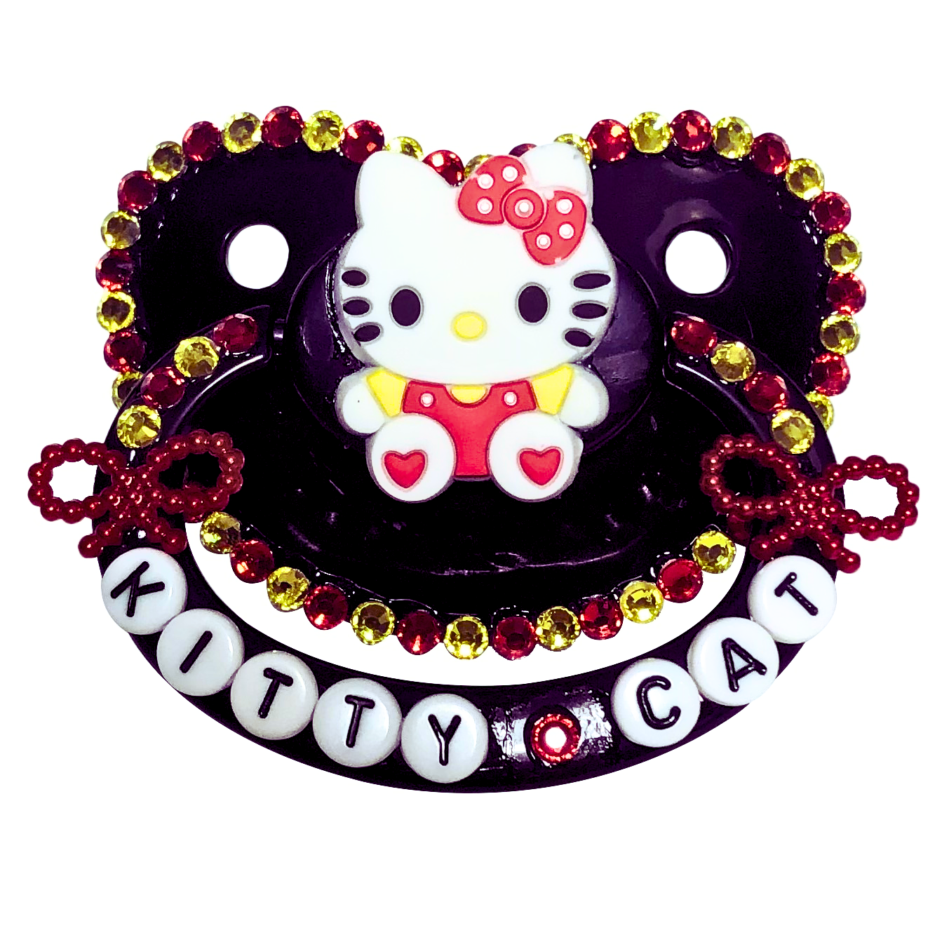 Baby Bear Pacis Adult Pacifier "Kitty Cat" Black Hello Kitty Adult Paci (DDLG/ABDL)