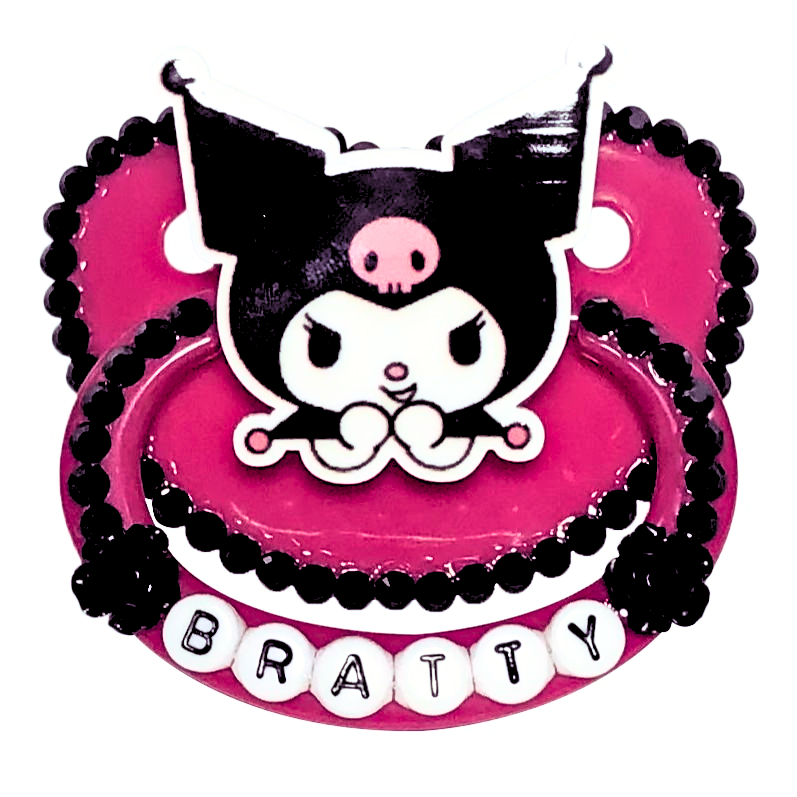 Baby Bear Pacis Adult Pacifier "Bratty" Dark Pink Kuromi Adult Paci (DDLG/ABDL)