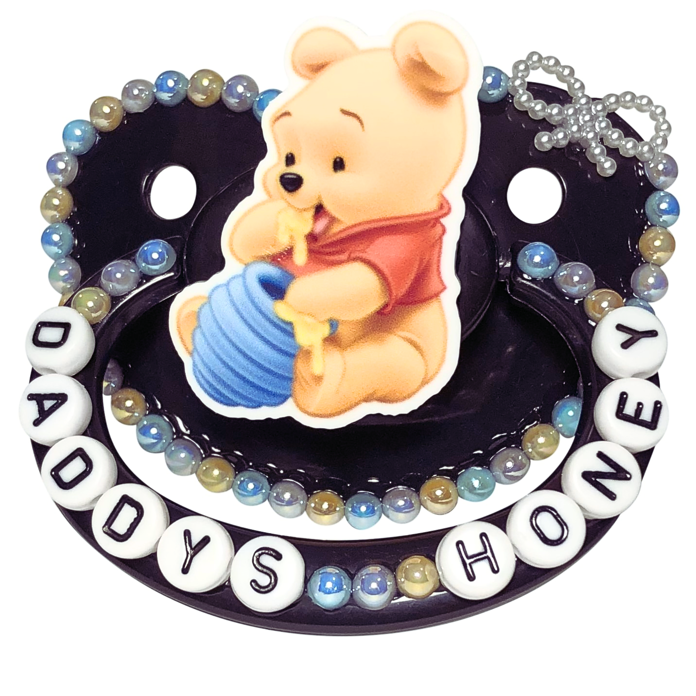 Baby Bear Pacis Adult Pacifier "Daddy's Honey" Black Winnie the Pooh Adult Paci (DDLG/ABDL)
