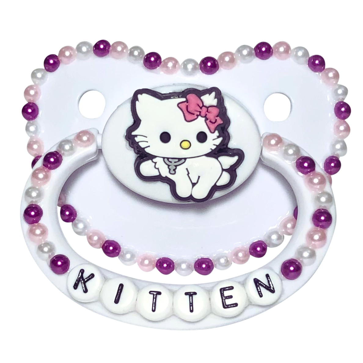 Baby Bear Pacis Adult Pacifier "Kitten" Pink Purple Cat Adult Paci (DDLG/ABDL)