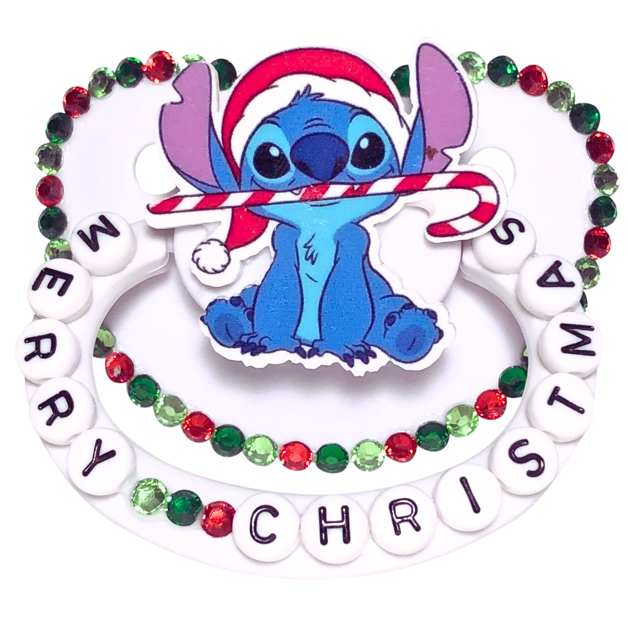 Baby Bear Pacis Adult Pacifier "Merry Christmas" White Stitch Adult Paci (DDLG/ABDL)