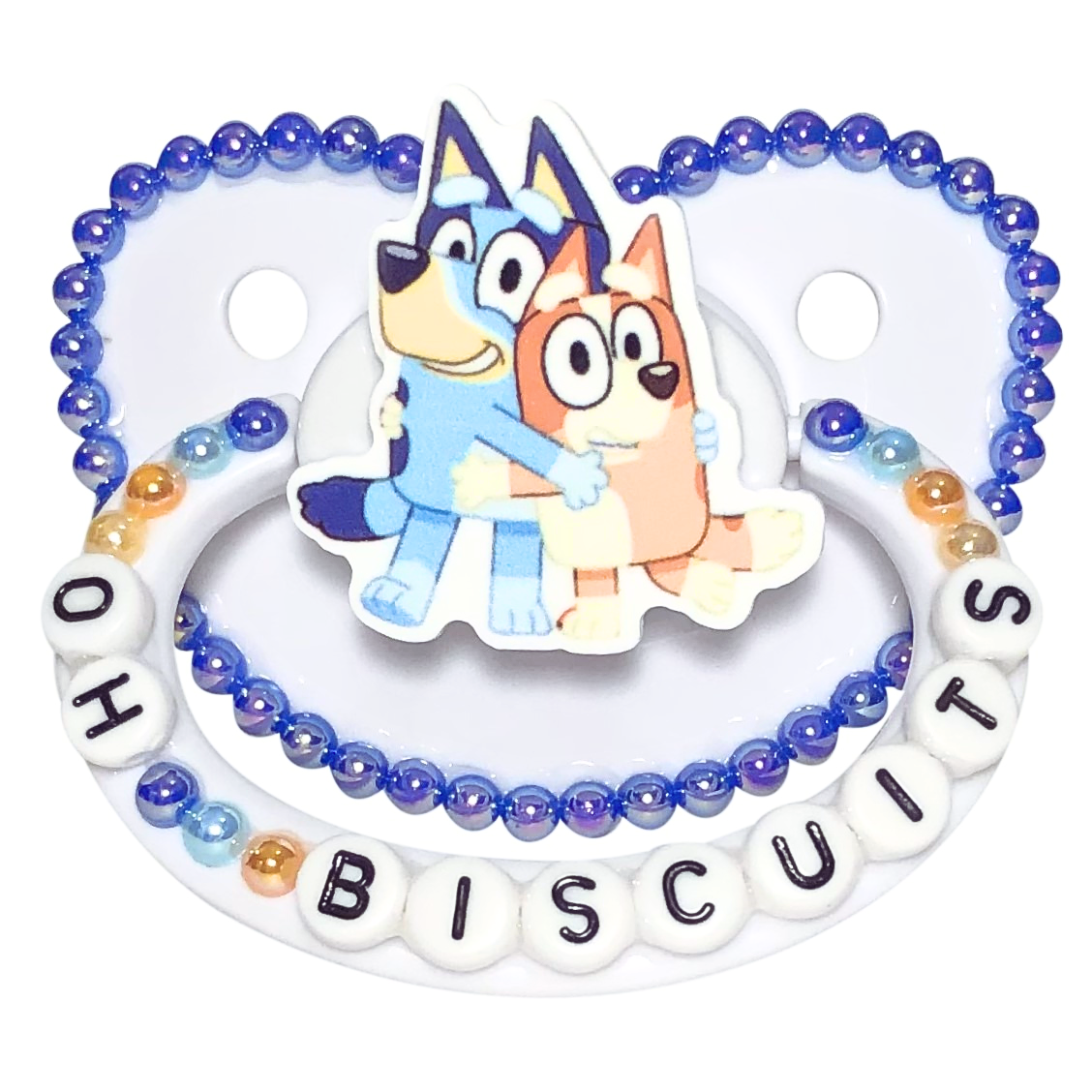 Baby Bear Pacis Adult Pacifier "Oh Biscuits" White Bluey and Bingo Adult Paci (DDLG/ABDL)