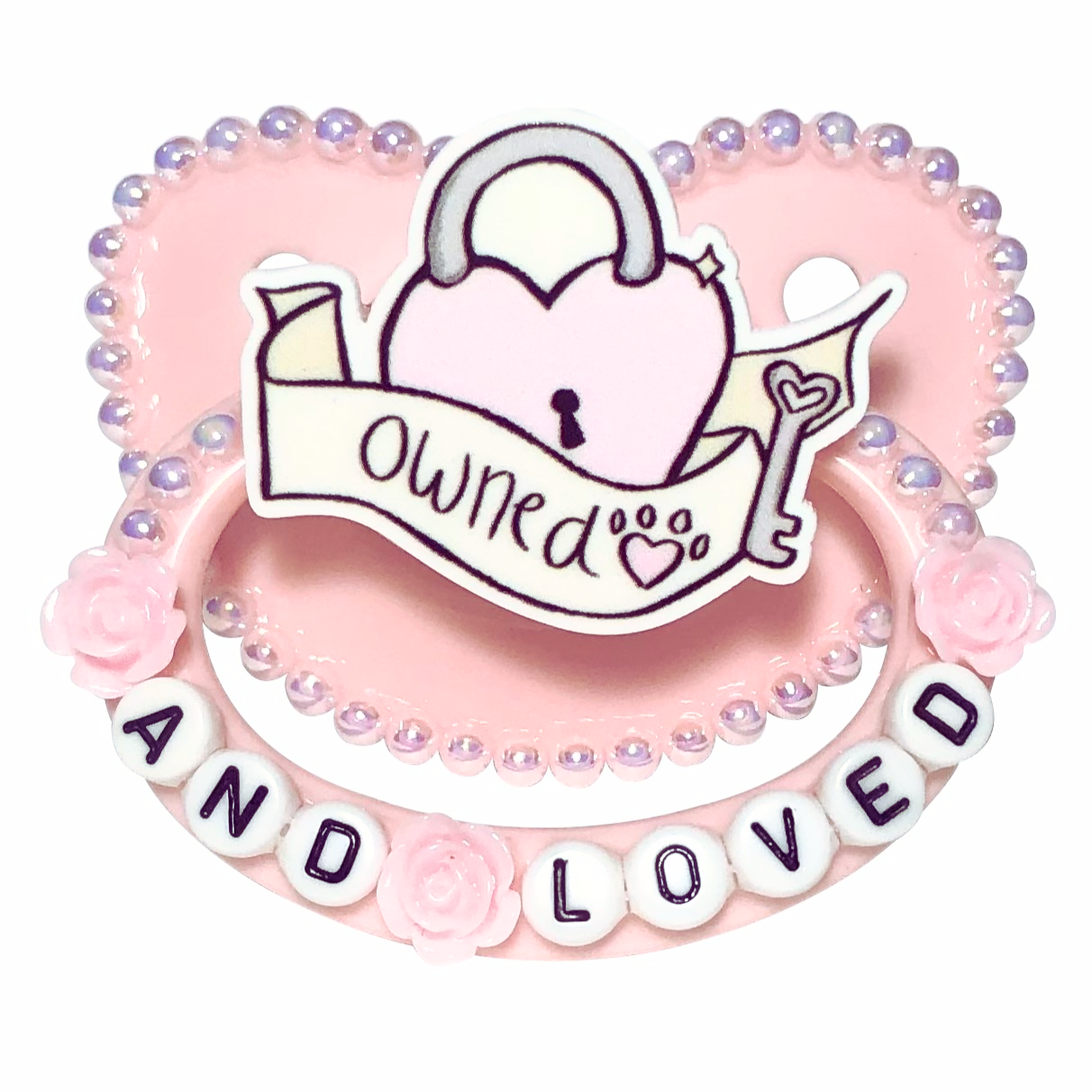 Baby Bear Pacis Adult Pacifier "Owned and Loved" Pink Adult Paci (DDLG/ABDL)