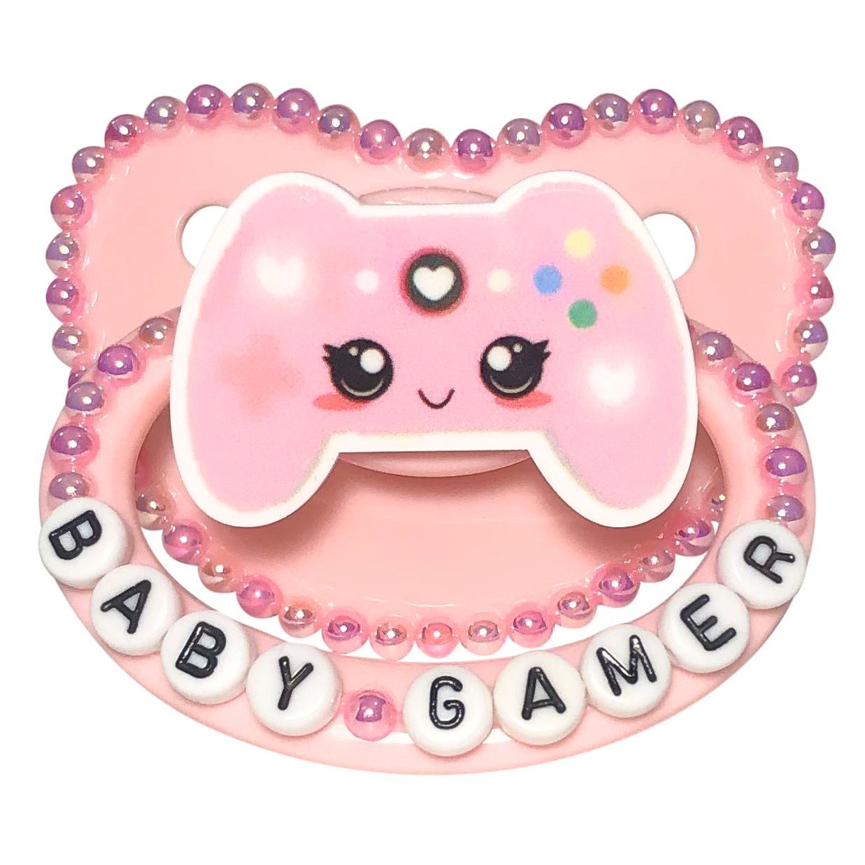 Baby Bear Pacis Adult Pacifier "Baby Gamer" Pink Adult Paci (DDLG/ABDL)