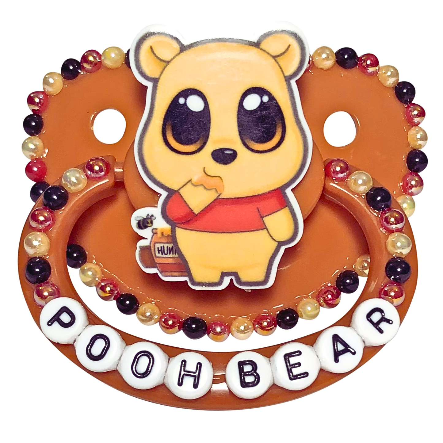 Baby Bear Pacis Adult Pacifier, "Pooh Bear" Brown Winnie the Pooh Adult Paci (DDLG/ABDL)