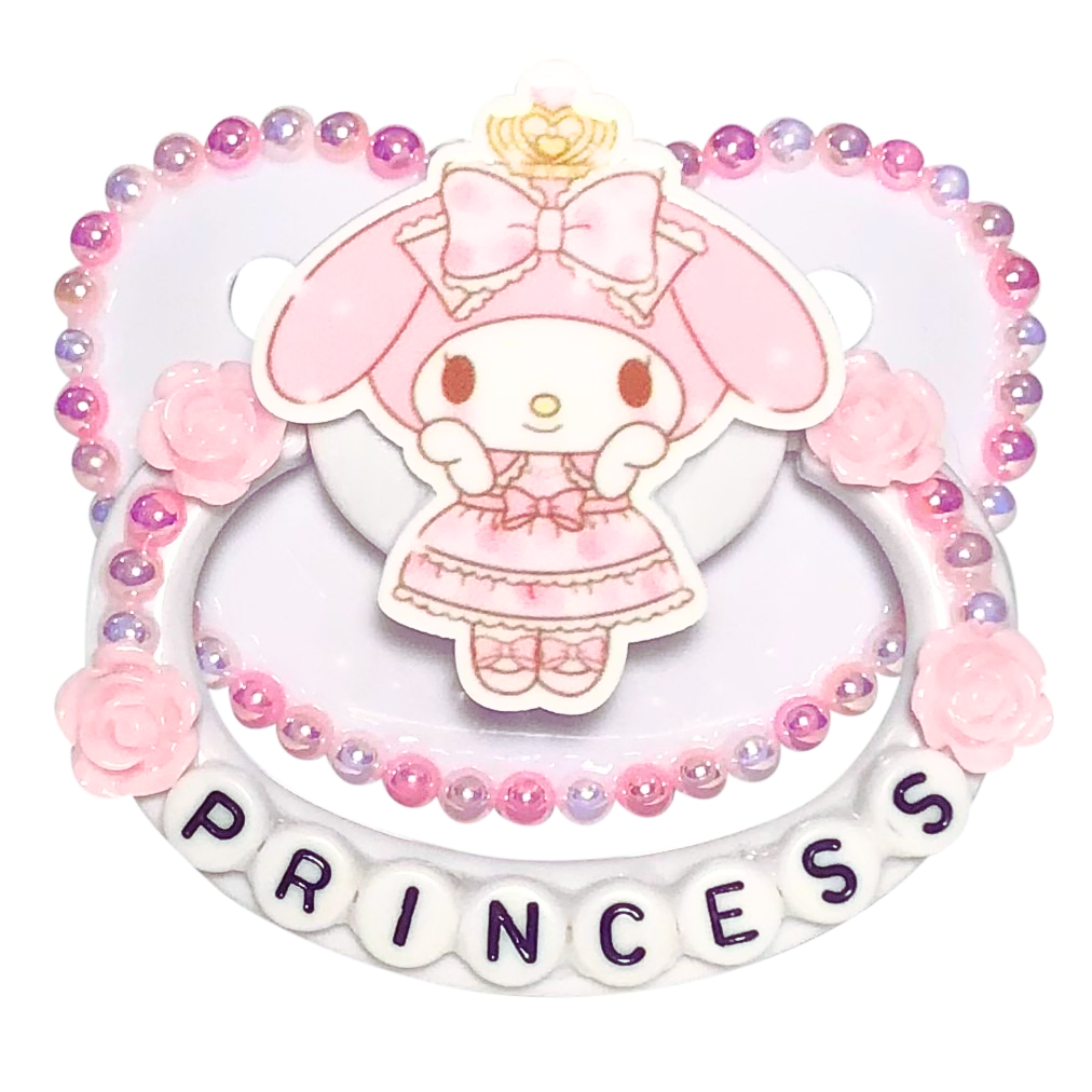 Baby Bear Pacis Adult Pacifier "Princess" White and Pink My Melody Adult Paci (DDLG/ABDL)