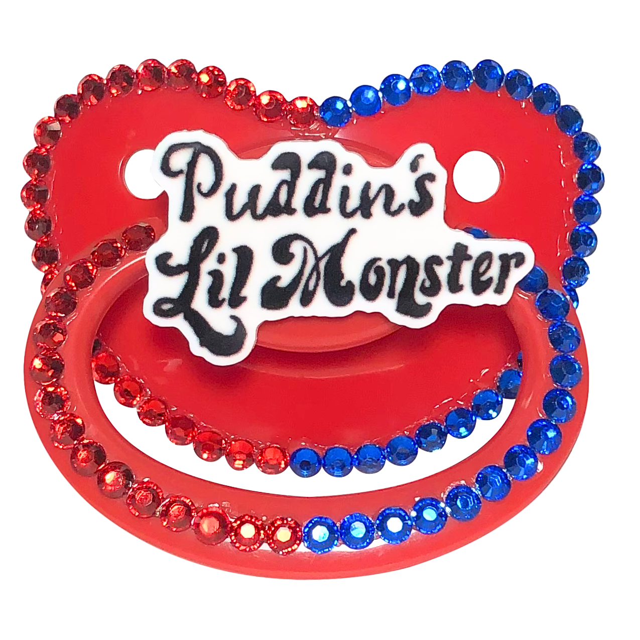 Baby Bear Pacis Adult Pacifier, "Puddin's Lil Monster" Red Harley Quinn Adult Paci (DDLG/ABDL)