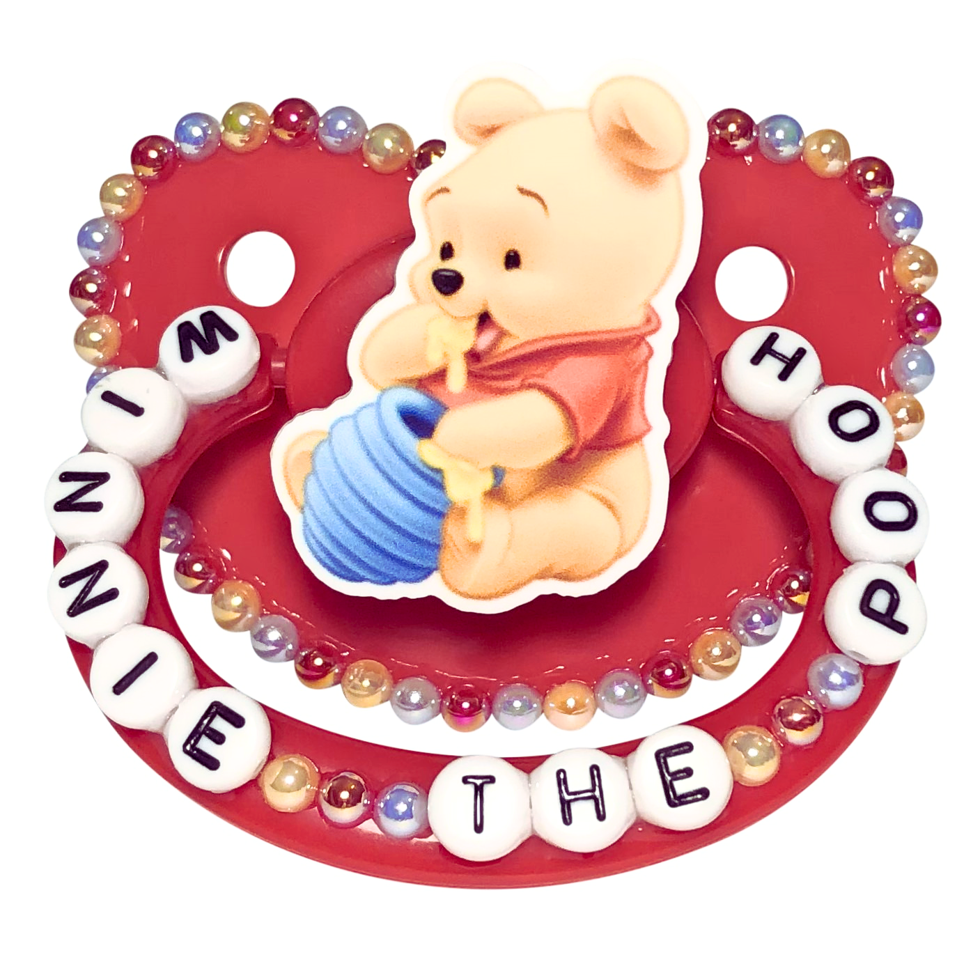 Baby Bear Pacis Adult Pacifier "Winnie the Pooh" Red Adult Paci (DDLG/ABDL)