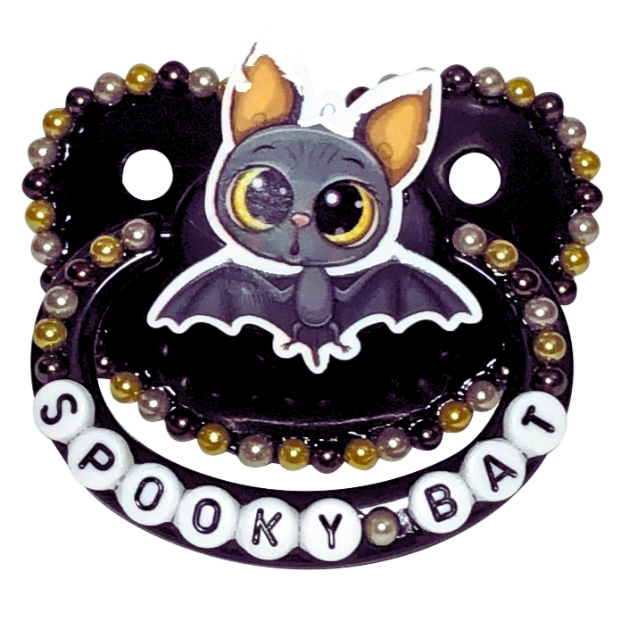 Baby Bear Pacis Adult Pacifier "Spooky Bat" Black Bat Adult Paci (DDLG/ABDL)