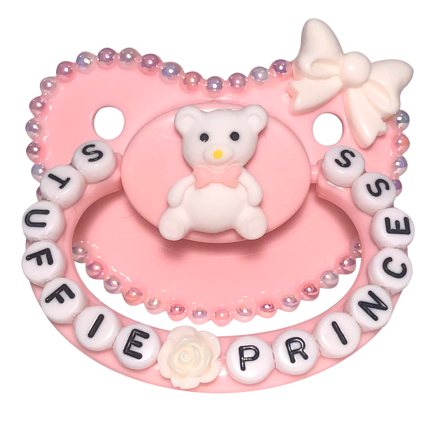 Baby Bear Pacis Adult Pacifier "Stuffie Princess" Pink Adult Paci (DDLG/ABDL)