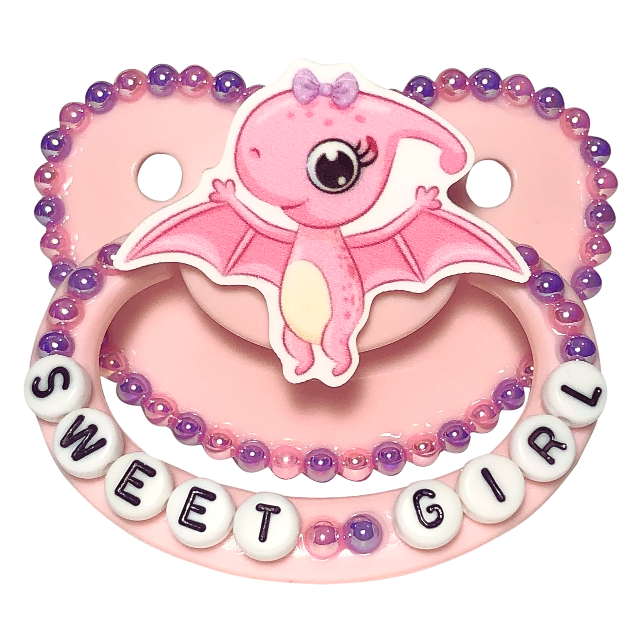 Baby Bear Pacis Adult Pacifier "Sweet Girl" Pink Adult Paci (DDLG/ABDL)