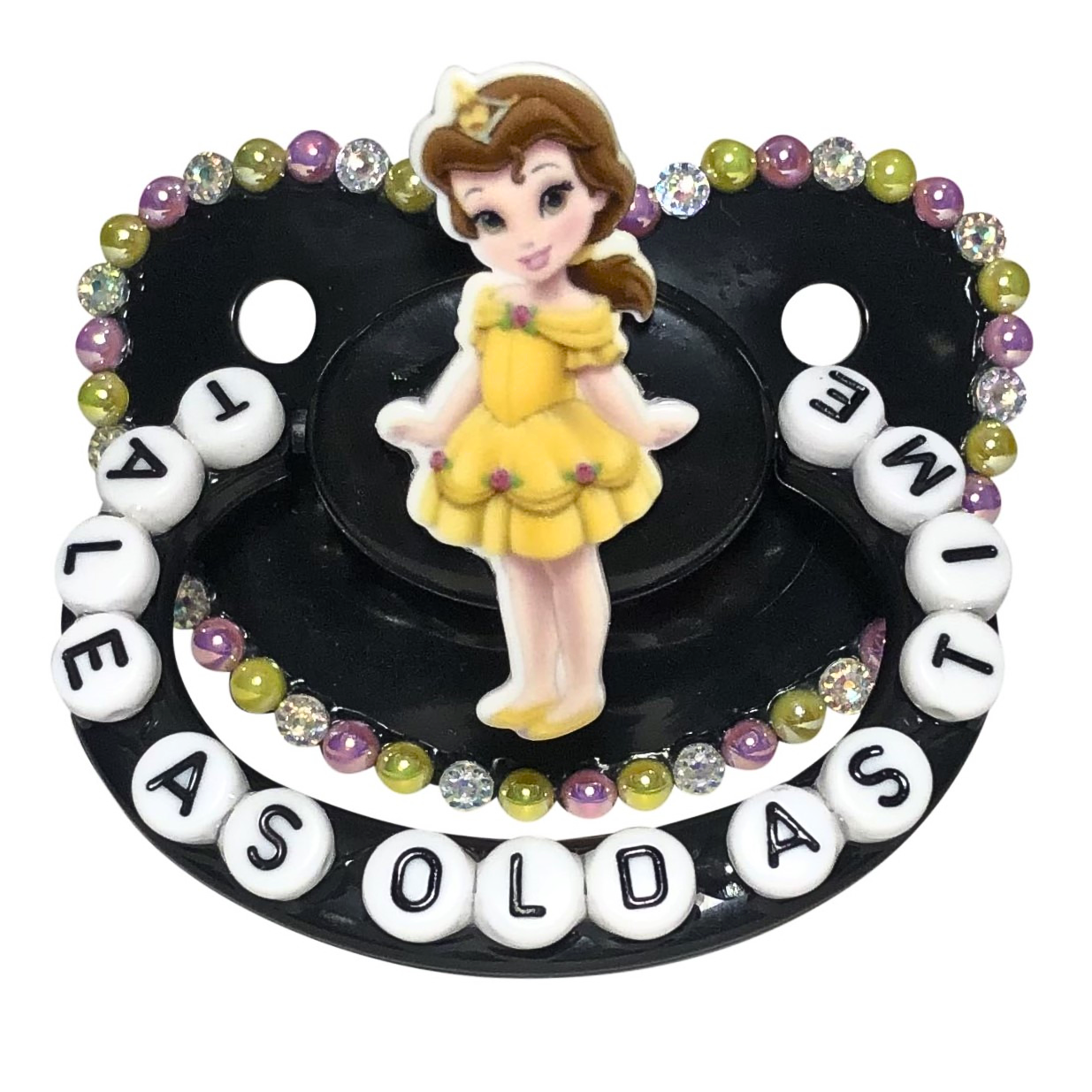 Baby Bear Pacis Adult Pacifier, "Tale As Old As Time" Black Princess Belle Adult Paci (DDLG/ABDL)