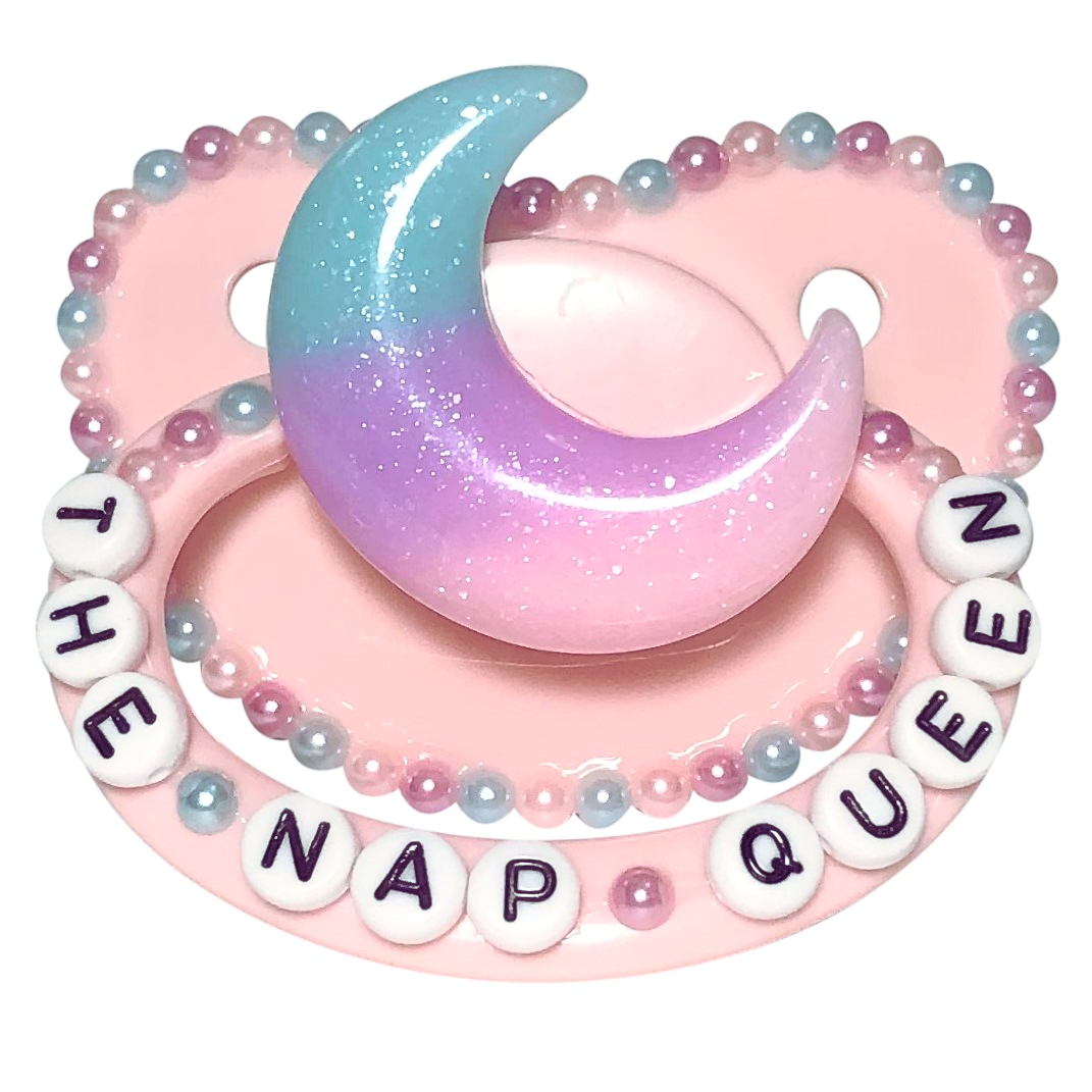 Baby Bear Pacis Adult Pacifier, "The Nap Queen" Pink Moon Adult Paci (DDLG/ABDL)