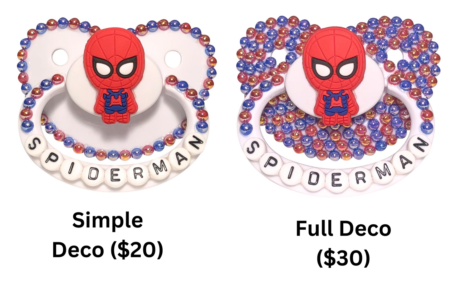 Baby Bear Pacis Adult Pacifier "Spiderman" White Adult Paci (DDLG/ABDL)