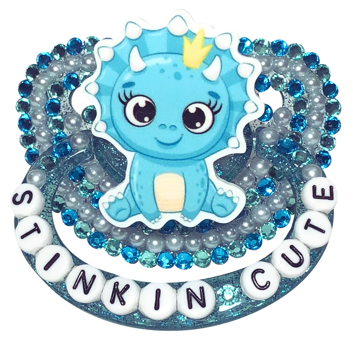 Baby Bear Pacis Adult Pacifier "Stinkin' Cute" Sparkly Blue Adult Paci (DDLG/ABDL)