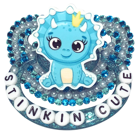 Baby Bear Pacis Adult Pacifier "Stinkin' Cute" Sparkly Blue Adult Paci (DDLG/ABDL)