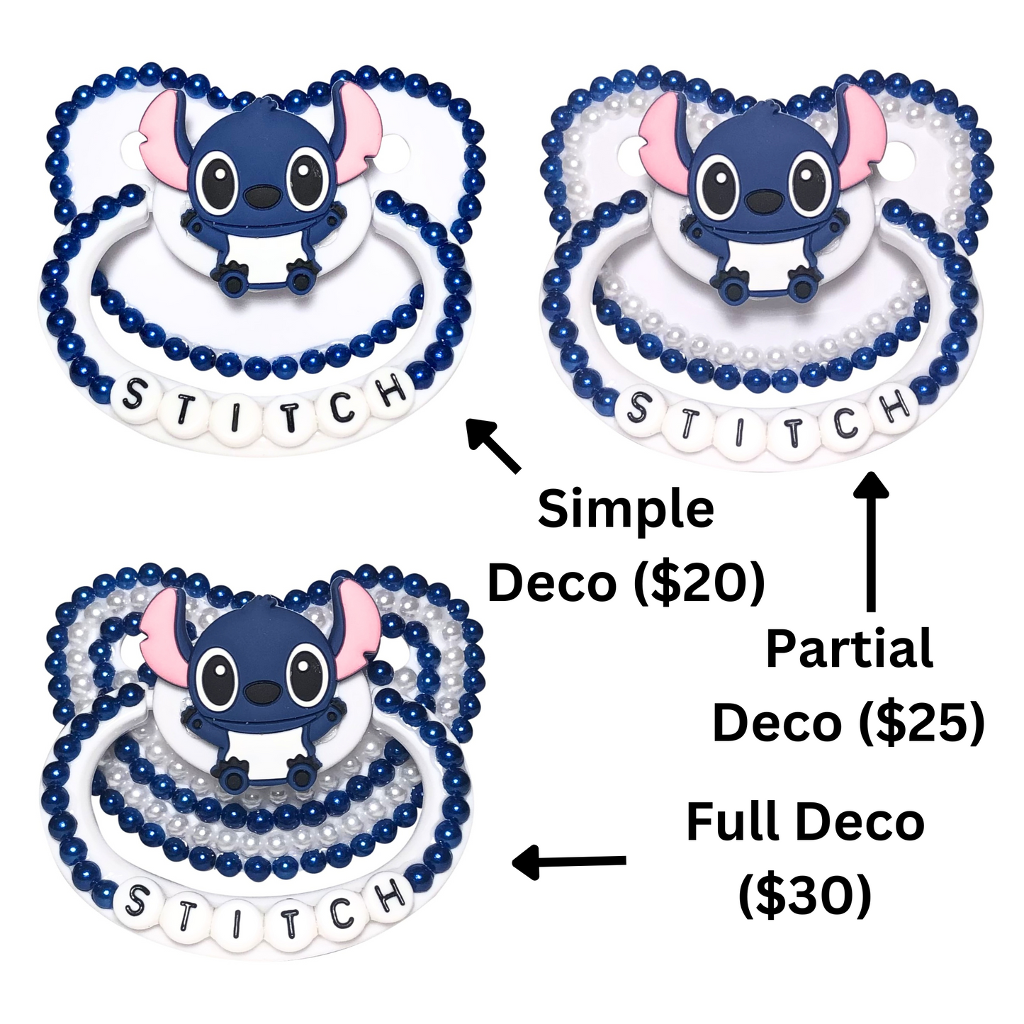 Baby Bear Pacis Adult Pacifier "Stitch" White Adult Paci (DDLG/ABDL)