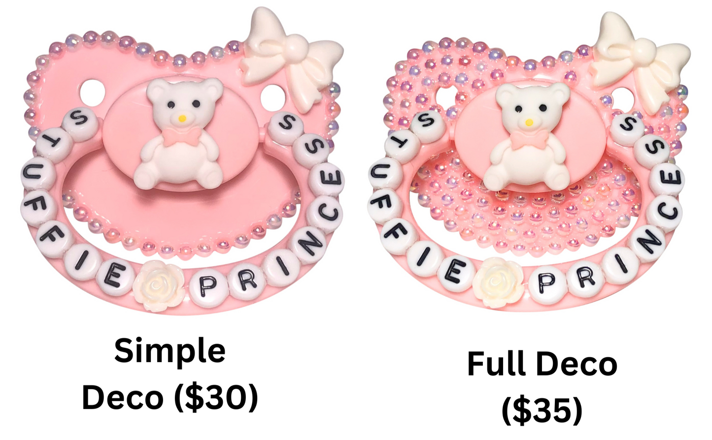 Baby Bear Pacis Adult Pacifier "Stuffie Princess" Pink Adult Paci (DDLG/ABDL)